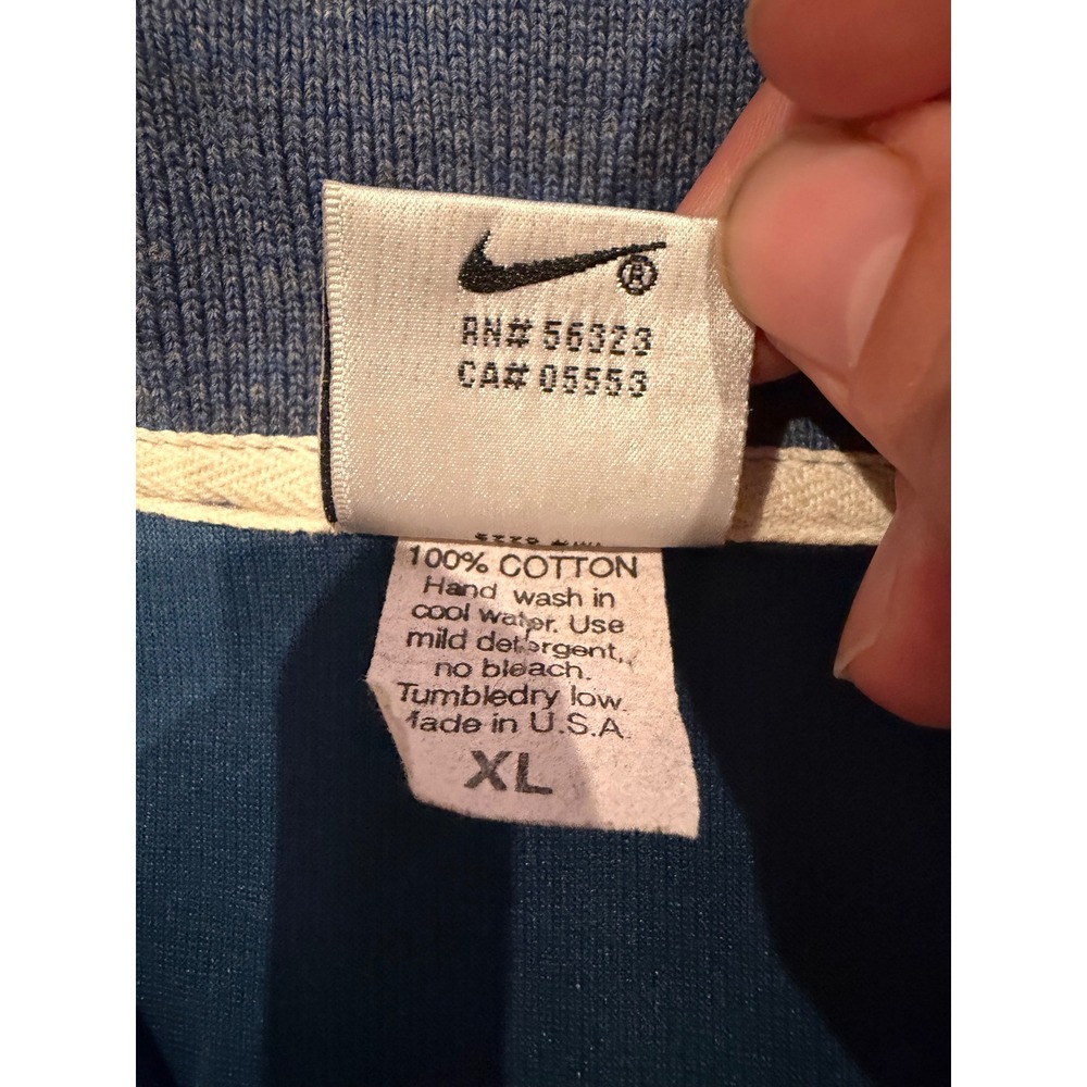 Vintage Nike Polo Shirt Mens XL Blue Heathered Cotton Made in USA Futura Logo - Picture 3 of 7